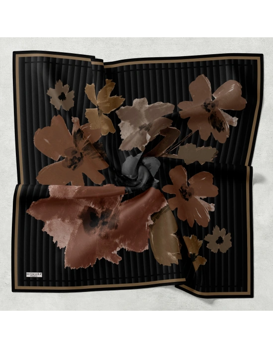 Mismara Organik Pamuk Eşarp D1 Siyah Kahve