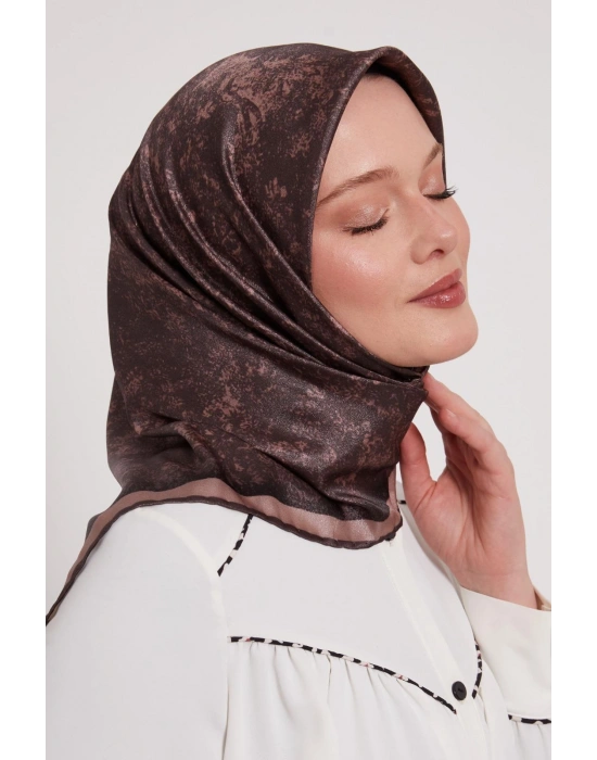 Levidor Kristal Eşarp Bulut Batik Bronz Kahve