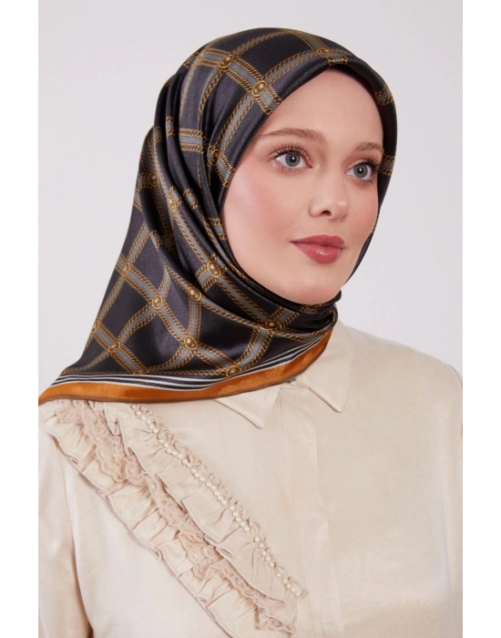 Levidor Kristal Eşarp Baklava Desen Siyah