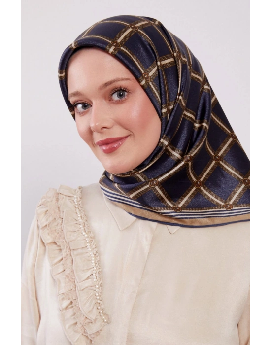 Levidor Kristal Eşarp Baklava Desen Lacivert