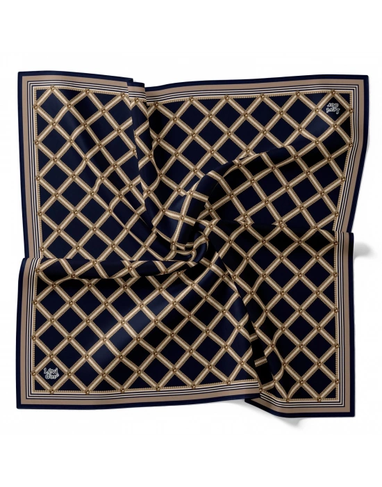 Levidor Kristal Eşarp Baklava Desen Lacivert