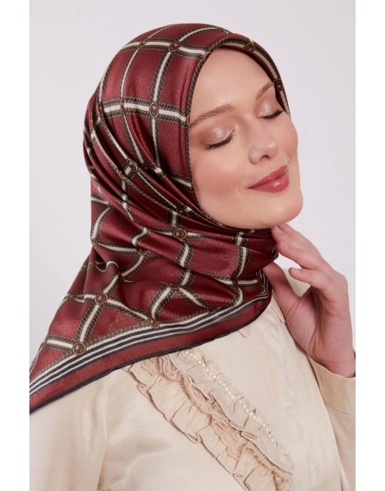 Levidor Kristal Eşarp Baklava Desen Bordo
