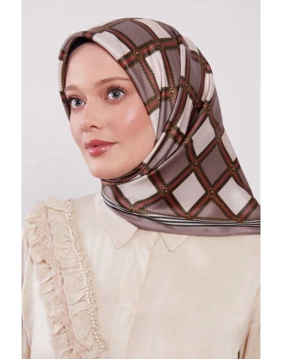 Levidor Kristal Eşarp Baklava Desen Vizon