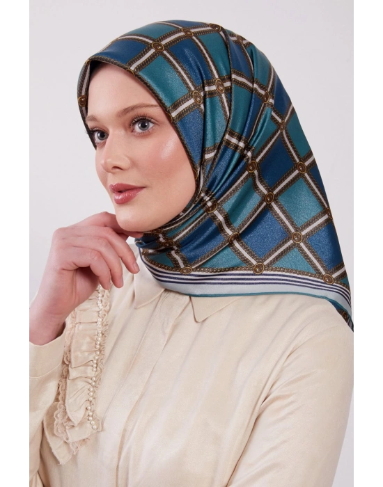 Levidor Kristal Eşarp Baklava Desen Petrol Mavi