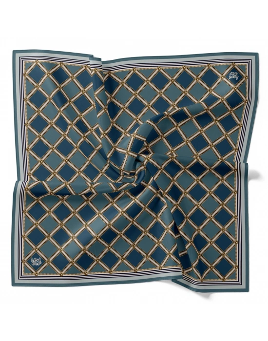 Levidor Kristal Eşarp Baklava Desen Petrol Mavi