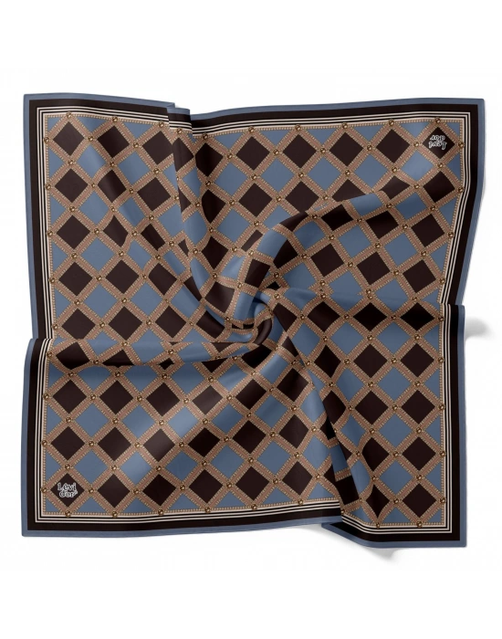 Levidor Kristal Eşarp Baklava Desen Kahve Mavi