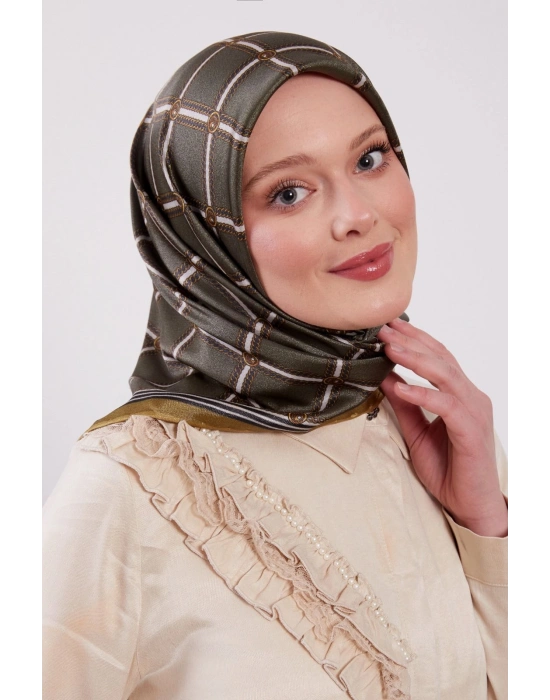 Levidor Kristal Eşarp Baklava Desen Haki