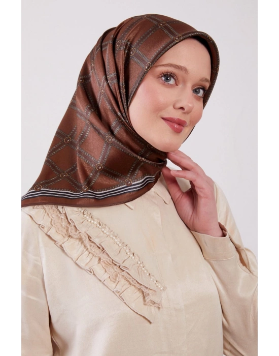 Levidor Kristal Eşarp Baklava Desen Acı Kahve