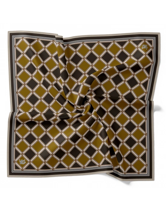 Levidor Kristal Eşarp Baklava Desen Füme Hardal