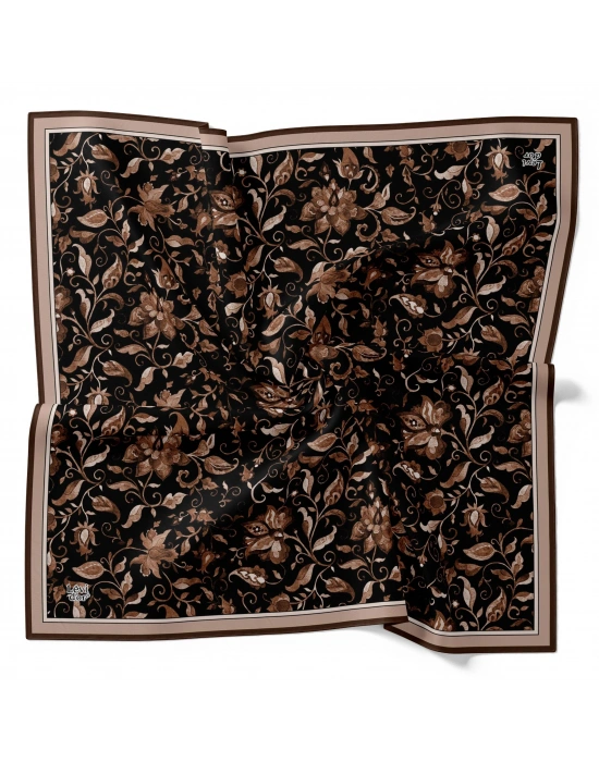 Levidor Kristal Eşarp Lalezar Desen Siyah