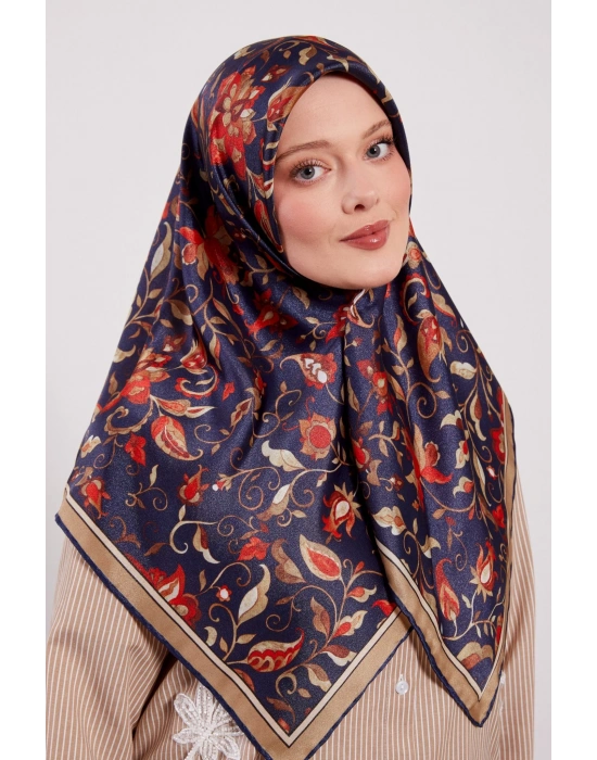 Levidor Kristal Eşarp Lalezar Desen Lacivert