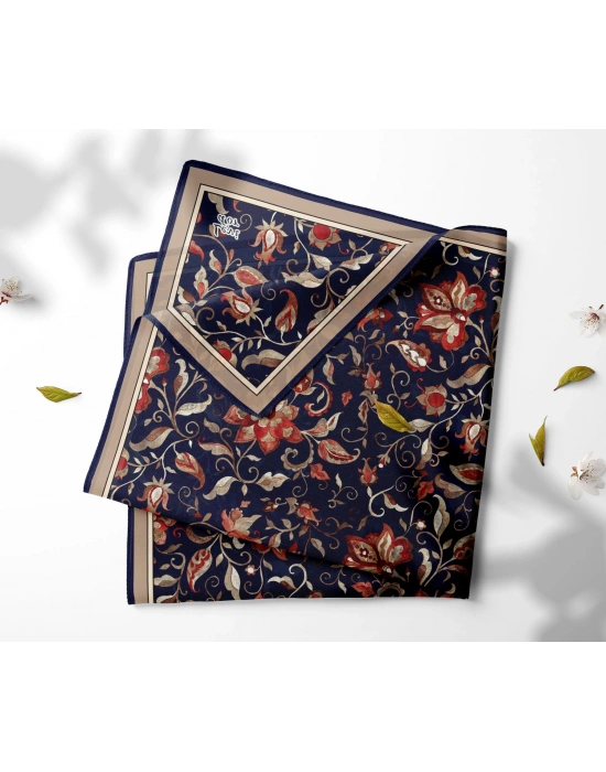 Levidor Kristal Eşarp Lalezar Desen Lacivert