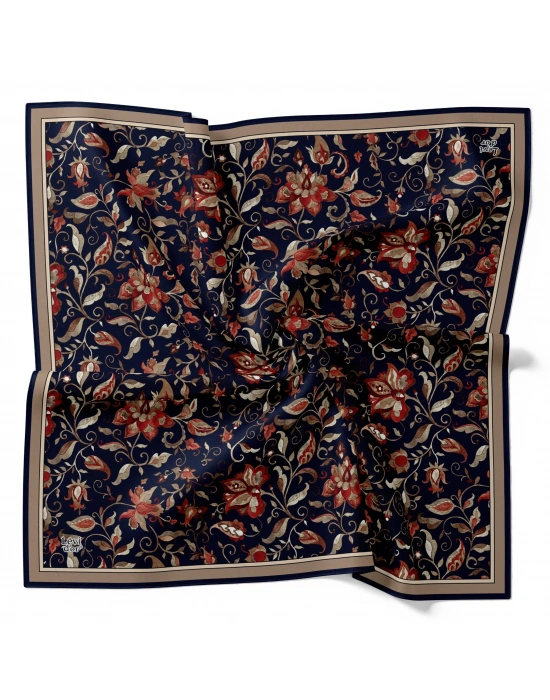 Levidor Kristal Eşarp Lalezar Desen Lacivert