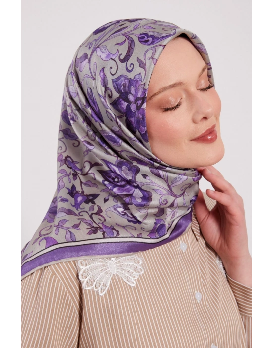 Levidor Kristal Eşarp Lalezar Desen Lila