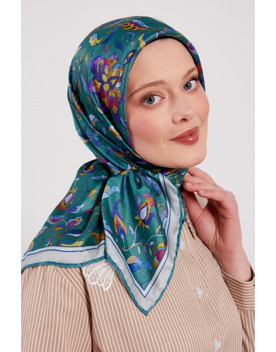 Levidor Kristal Eşarp Lalezar Desen Zümrüt