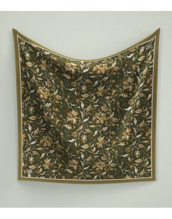 Levidor Kristal Eşarp Lalezar Desen Haki