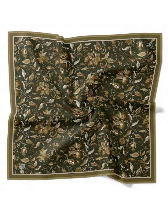 Levidor Kristal Eşarp Lalezar Desen Haki