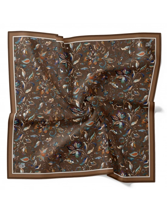 Levidor Kristal Eşarp Lalezar Desen Kahve