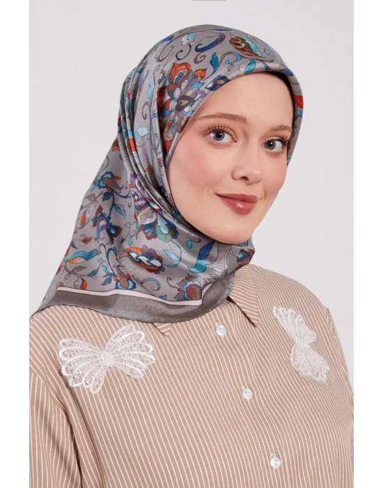 Levidor Kristal Eşarp Lalezar Desen Gri