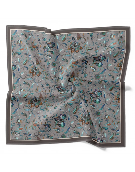 Levidor Kristal Eşarp Lalezar Desen Gri