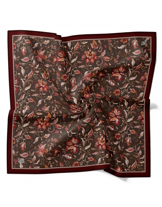 Levidor Kristal Eşarp Lalezar Desen Bordo