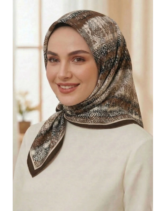 Levidor Kristal Eşarp Dalga Desen Kahve