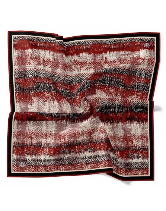 Levidor Kristal Eşarp Dalga Desen Siyah Kırmızı