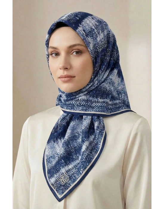 Levidor Kristal Eşarp Dalga Desen Lacivert