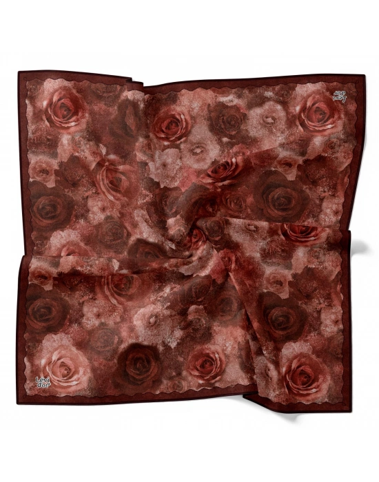 Levidor Kristal Eşarp Gül Desen Bordo