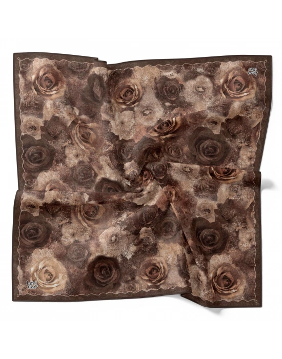 Levidor Kristal Eşarp Gül Desen Kahve