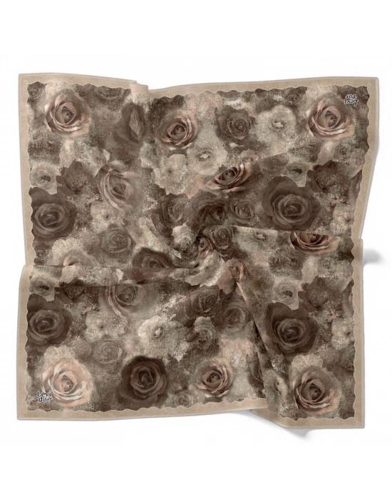 Levidor Kristal Eşarp Gül Desen Bej