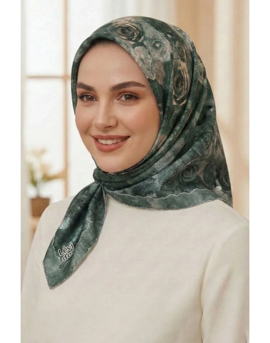 Levidor Kristal Eşarp Gül Desen Zümrüt