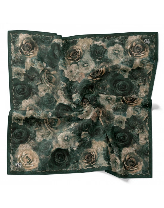 Levidor Kristal Eşarp Gül Desen Zümrüt