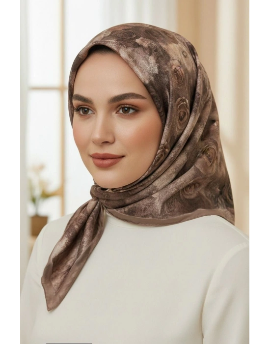 Levidor Kristal Eşarp Gül Desen Vizon