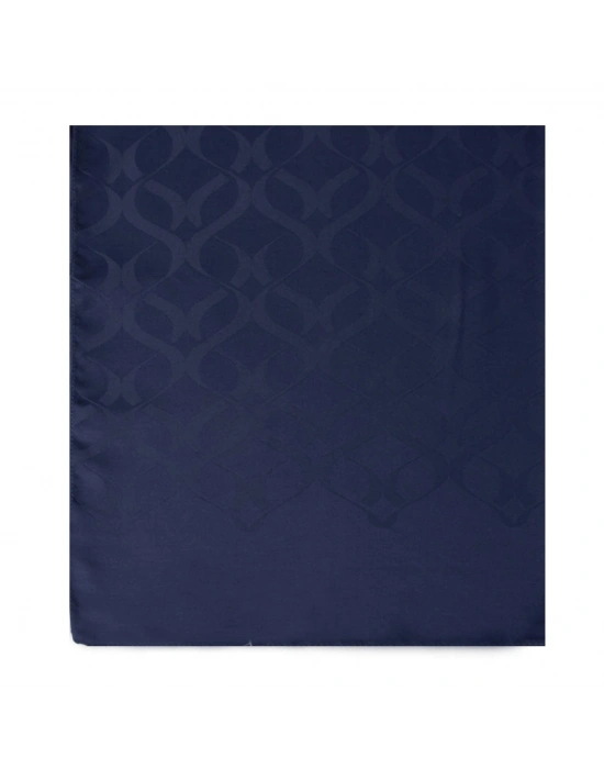 Şehri Şal Zincir Desen Jakar Şal Lacivert