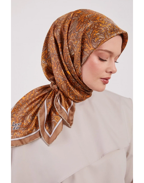 Levidor Kristal Eşarp Etnik Desen 2 Koyu Vizon