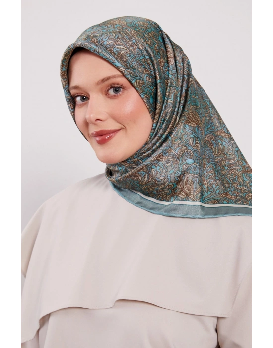 Levidor Kristal Eşarp Etnik Desen 2 Su Yeşili