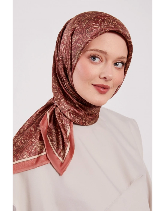 Levidor Kristal Eşarp Etnik Desen 2 Gül Kurusu