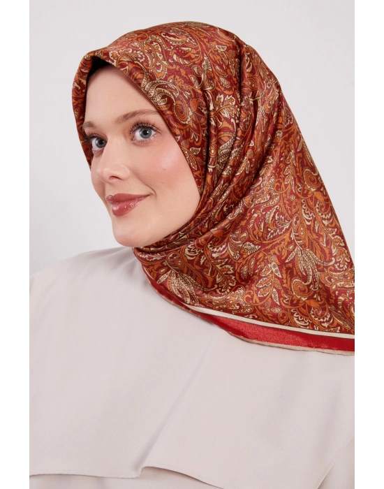 Levidor Kristal Eşarp Etnik Desen 2 Kırmızı Vizon