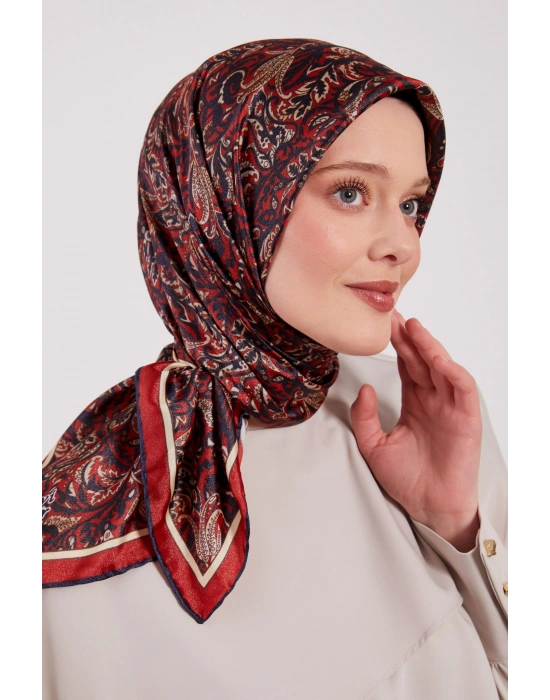 Levidor Kristal Eşarp Etnik Desen 2 Lacivert Bordo