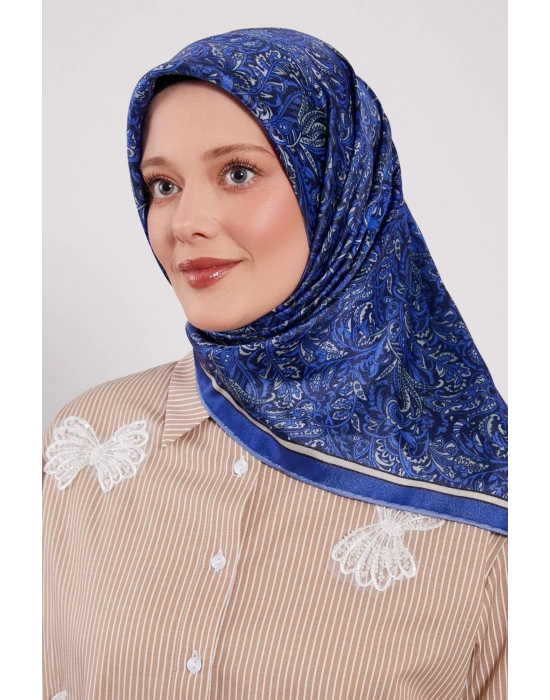 Levidor Kristal Eşarp Etnik Desen 2 Saks Mavi