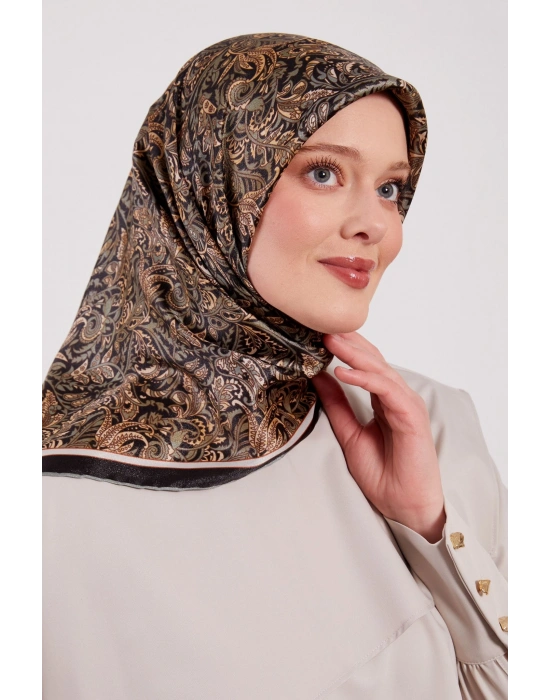 Levidor Kristal Eşarp Etnik Desen 2 Siyah Yeşil