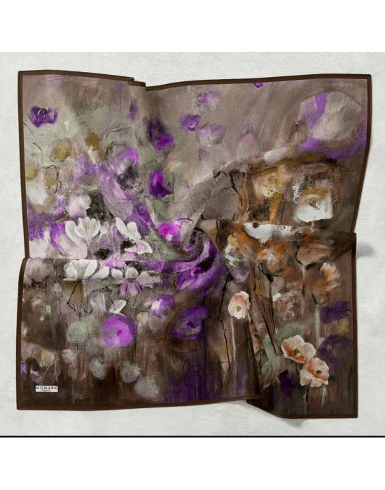 Mismara Organik Pamuk Eşarp D2 Siyah Mor