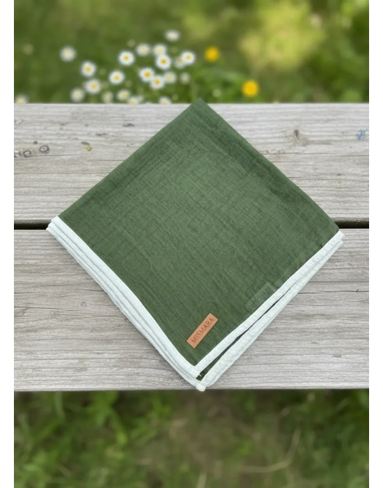 Mismara Müslin Biyeli Eşarp Haki