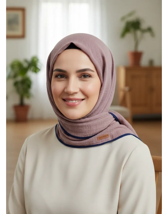 Mismara Müslin Biyeli Eşarp Gülkurusu
