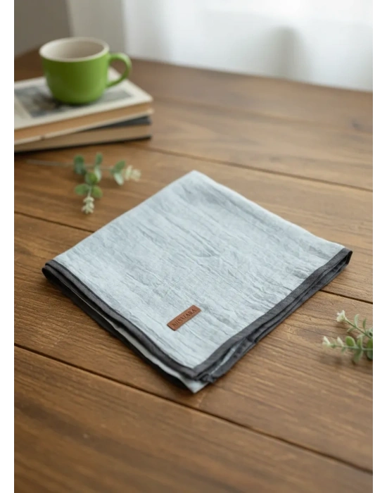 Mismara Müslin Biyeli Eşarp Gümüş