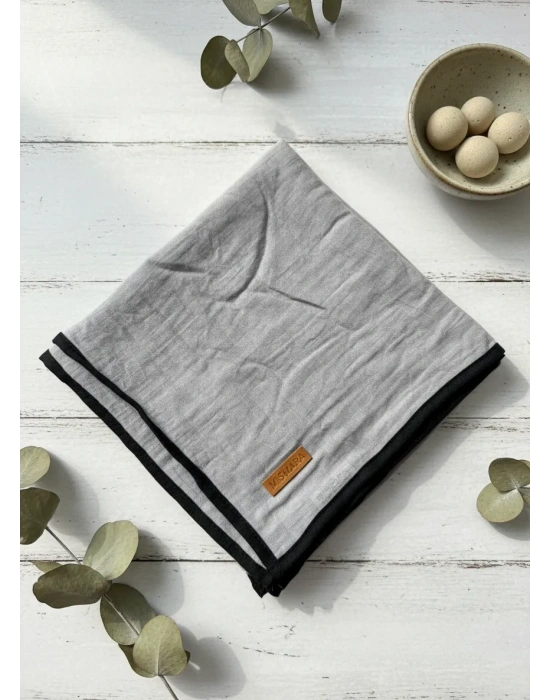 Mismara Müslin Biyeli Eşarp Gri