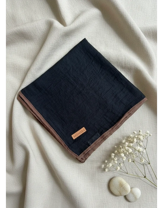 Mismara Müslin Biyeli Eşarp Siyah Kahve