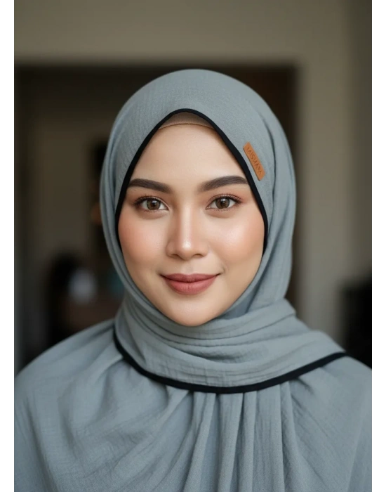 Mismara Müslin Biyeli Eşarp Füme