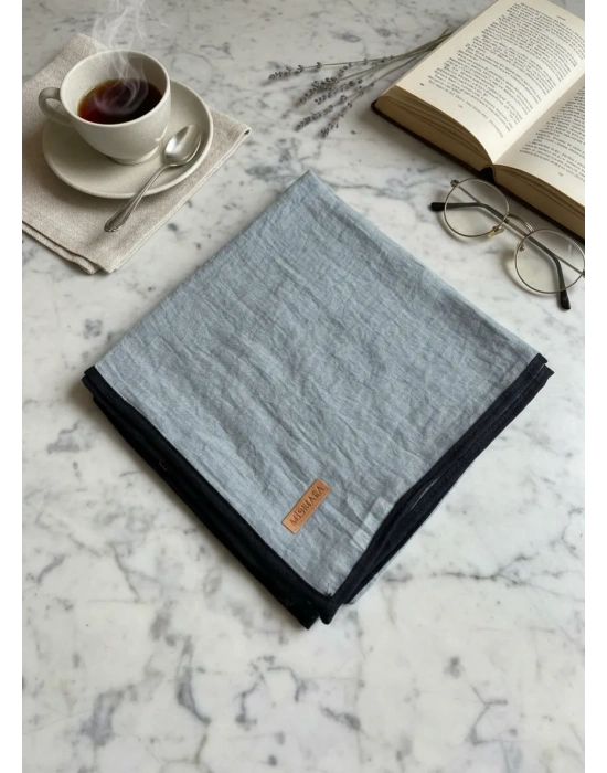 Mismara Müslin Biyeli Eşarp Füme